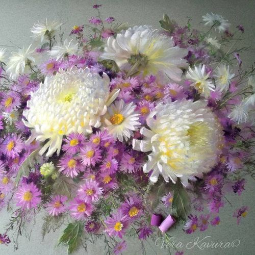 色粉花卉,難以想象的美麗,烏克蘭藝術家 vera kavura